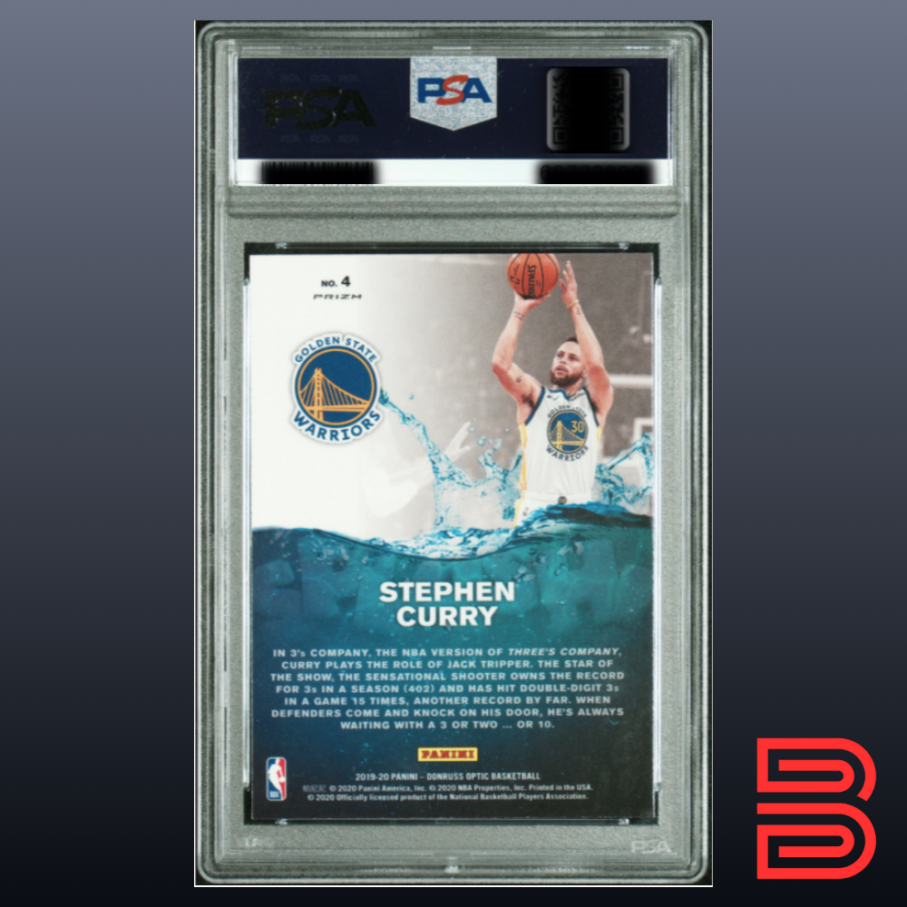 Stephen Curry 2019 Panini Donruss Optic Splash! Holo #4 PSA 8